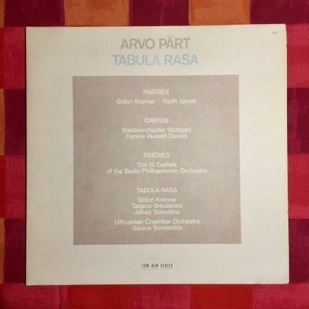 Arvo Pärt : Tabula Rasa  1984 Germany ECM 1275  kansi/levy EX/EX