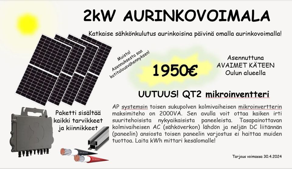 2.2 kW aurinkojärjestelmä asennettuna