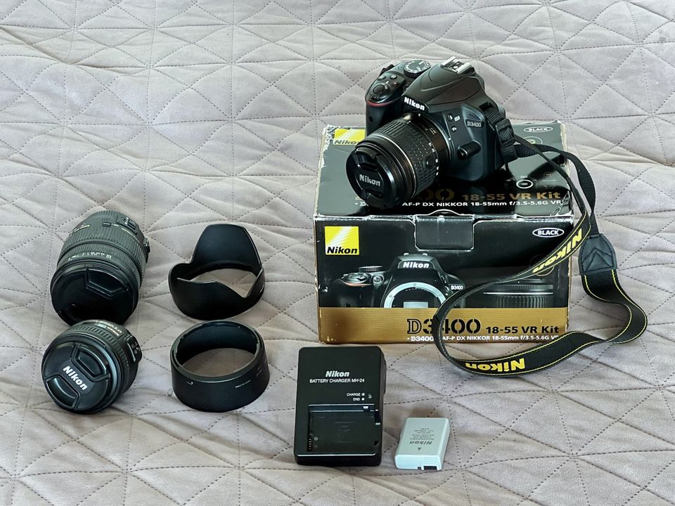 Nikon d3400 + kolme linssiä / Kamerasetti valokuvauksen aloitavalle