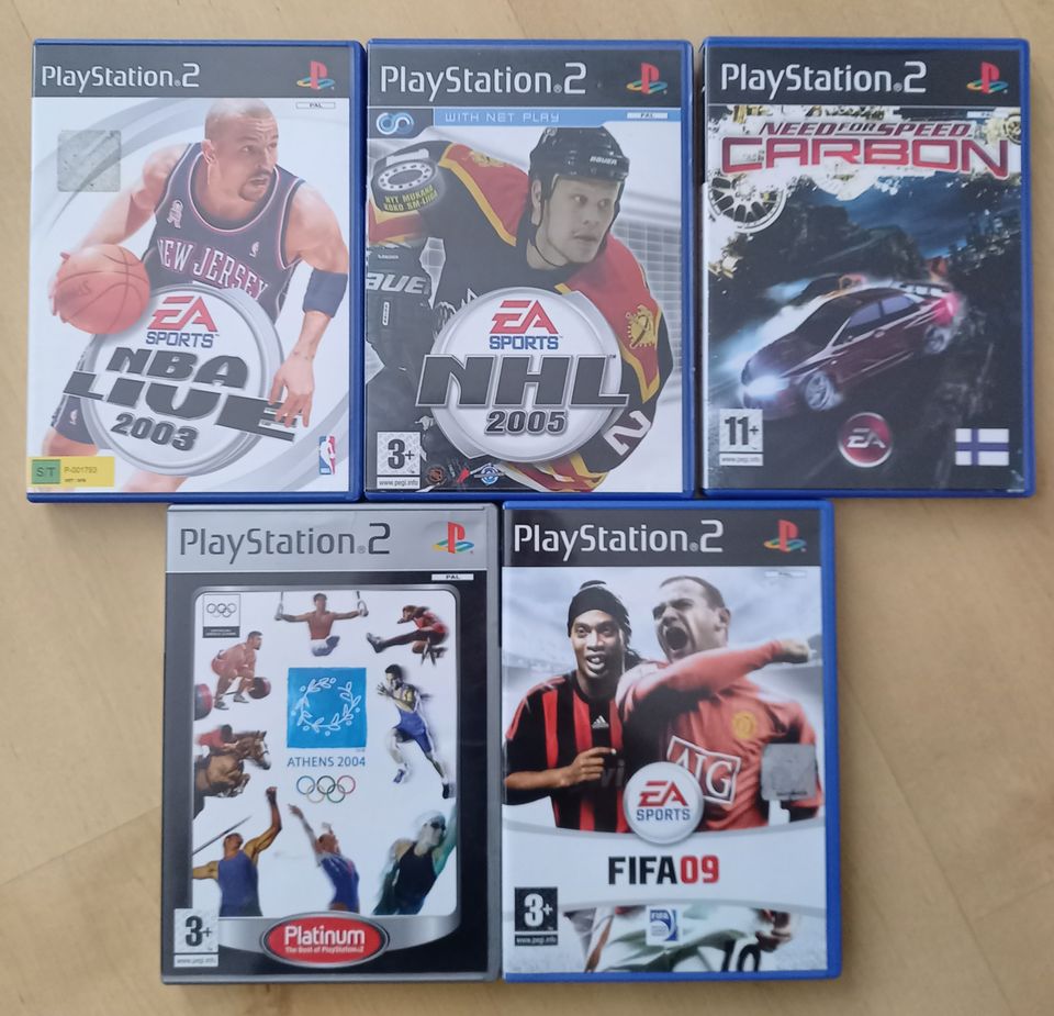 PlayStation2 urheilu- ja autopelejä 5 kpl