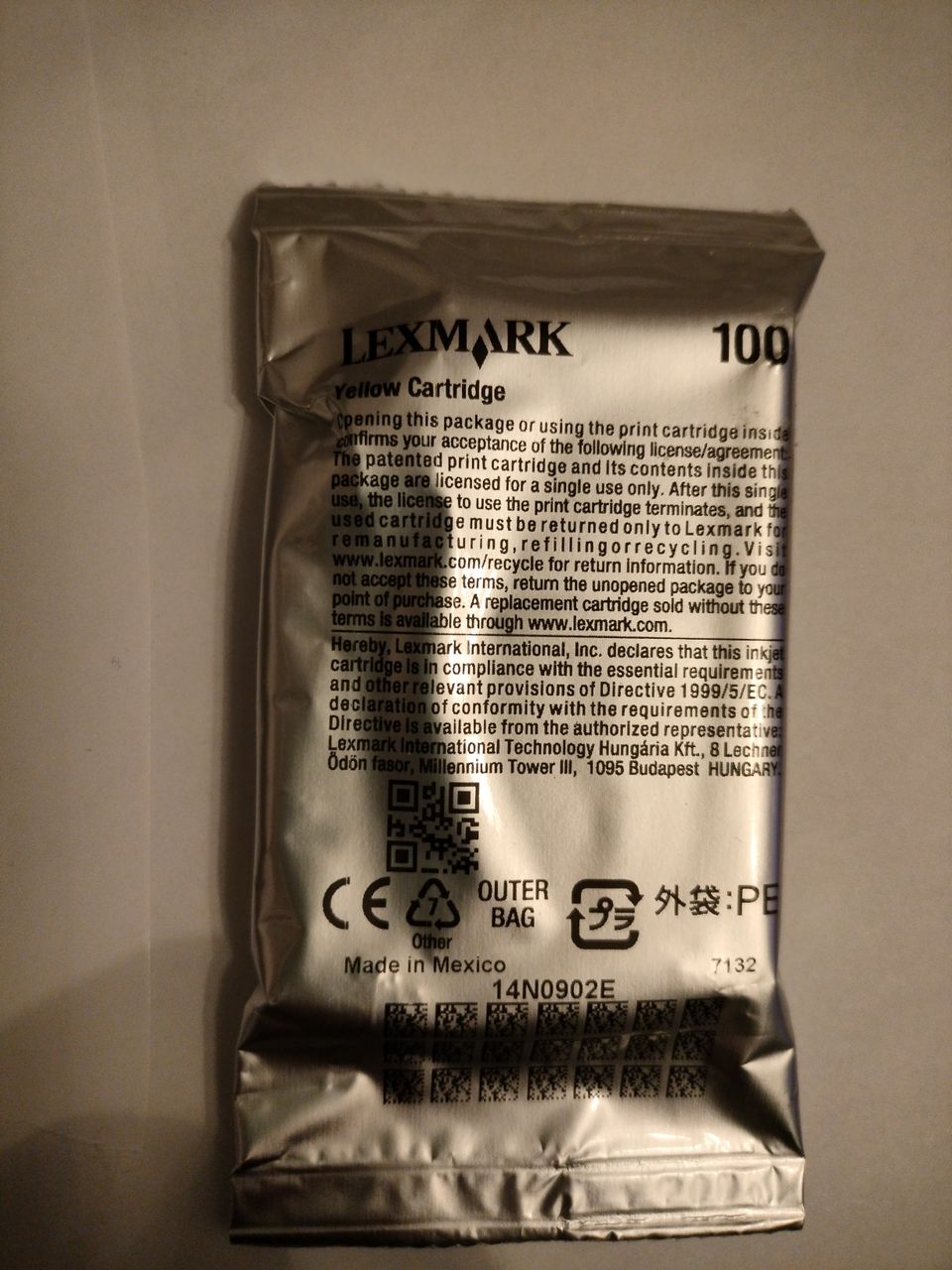 mustekasetti keltainen Lexmark 100