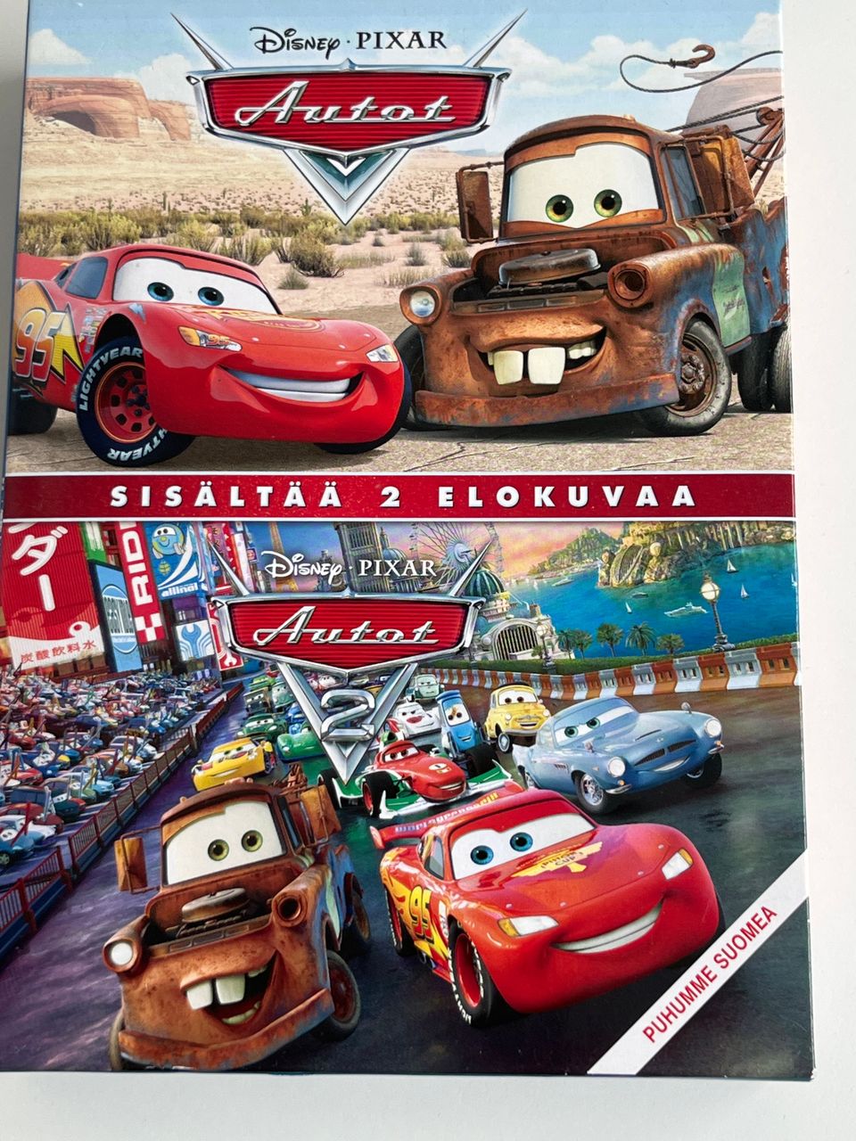 Disney Pixar Autot ja Autot 2. Kaksi elokuvaa automiehelle.