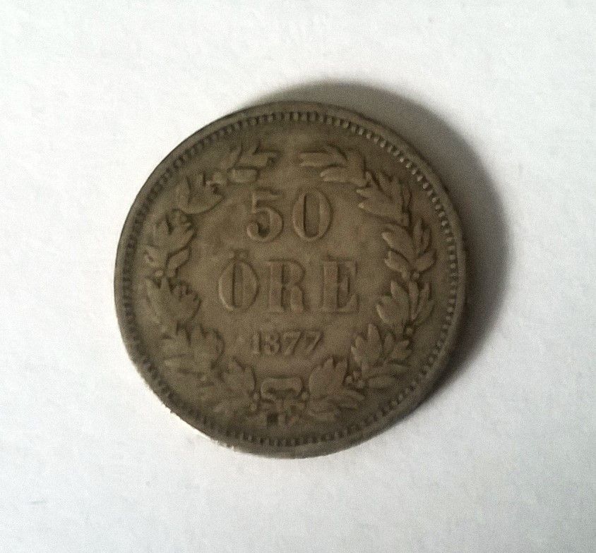 50 Öre 1877 EB, hopeaa