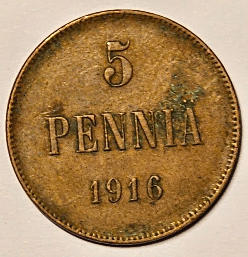 5 penniä vuodelta 1916