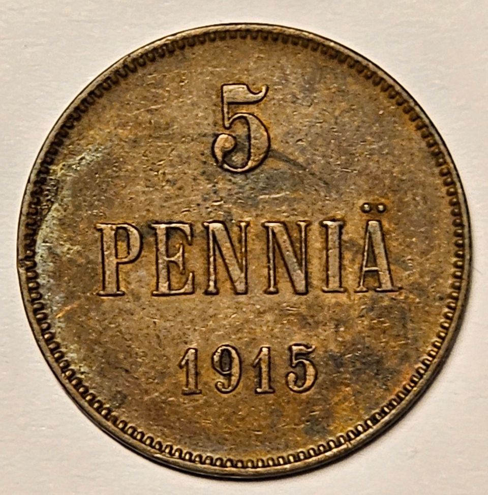 5 penniä vuodelta 1915