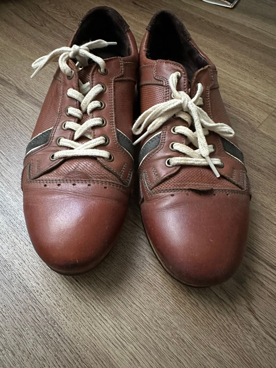 Barya Leather Men's Casual Brown Lace Up Shoes 42