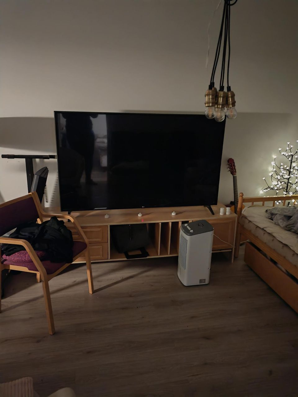 Huonekaluja (kaksoissänky, 2 sohvaa ja kirjoituspöytä sekä TV taso.