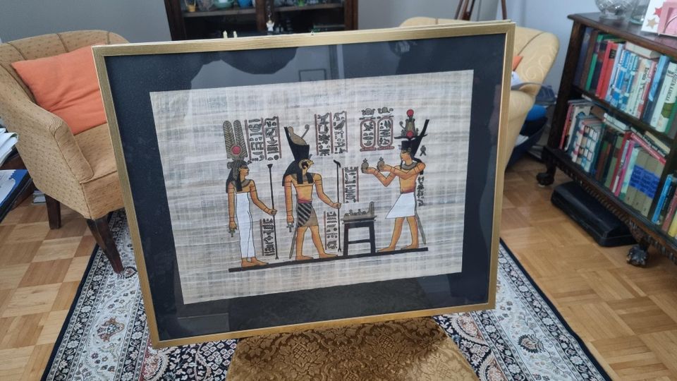 Myydään kaksi uniikkia käsinmaalattua muinais Egypti aiheista maalausta