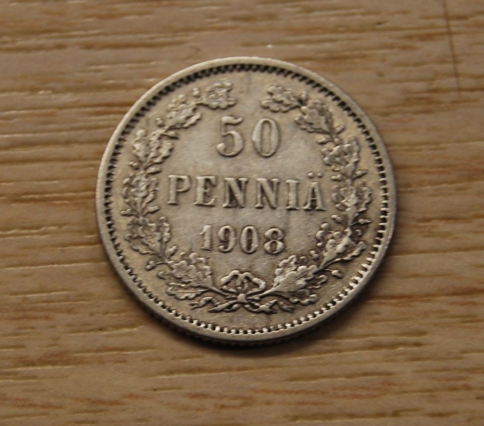 50 Penniä 1908 Hopeaa Nikolai II