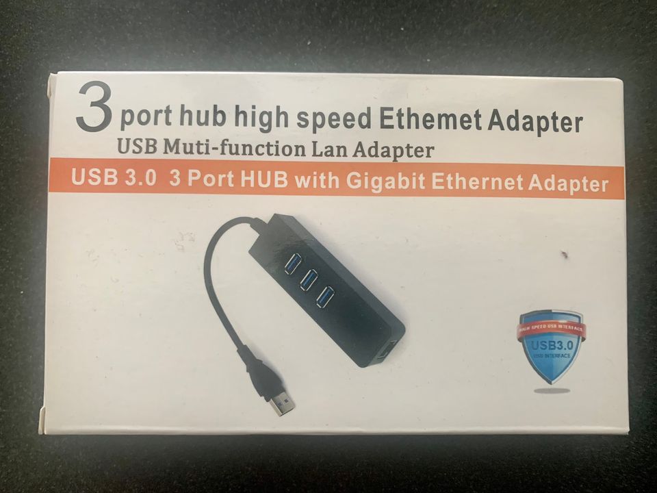 3-Porttinen USB 3.0 HUB RJ45 Ethernet-Sovittimella