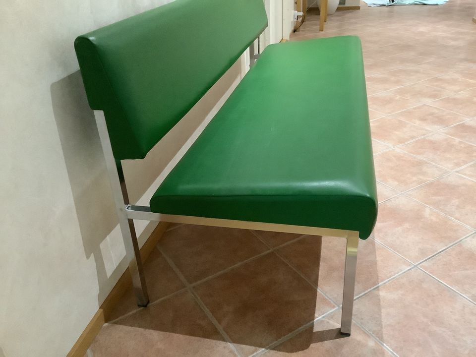 Retro Asko sohva penkki vihreä kerni , metalli 60 / 70 luku siisti