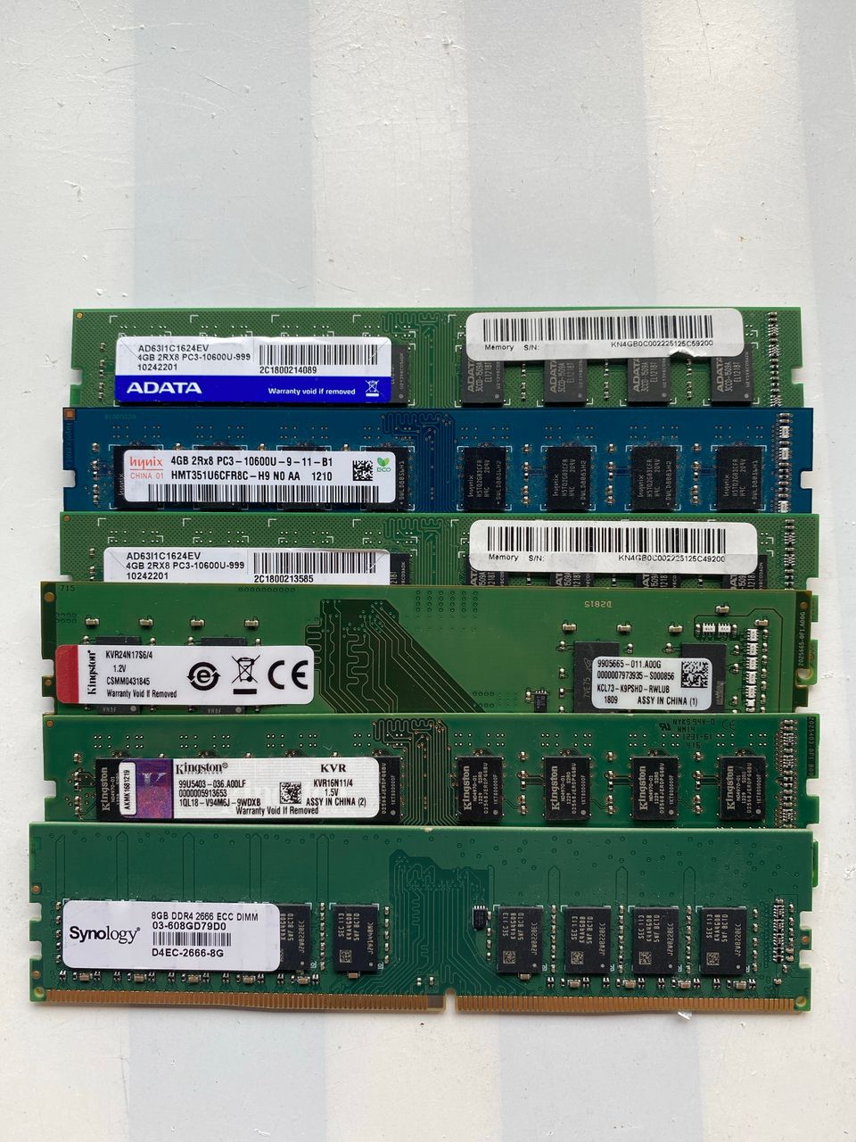 Kuvan DIMM RAM MUISTIKAMMAT, kuvasta nopeudet