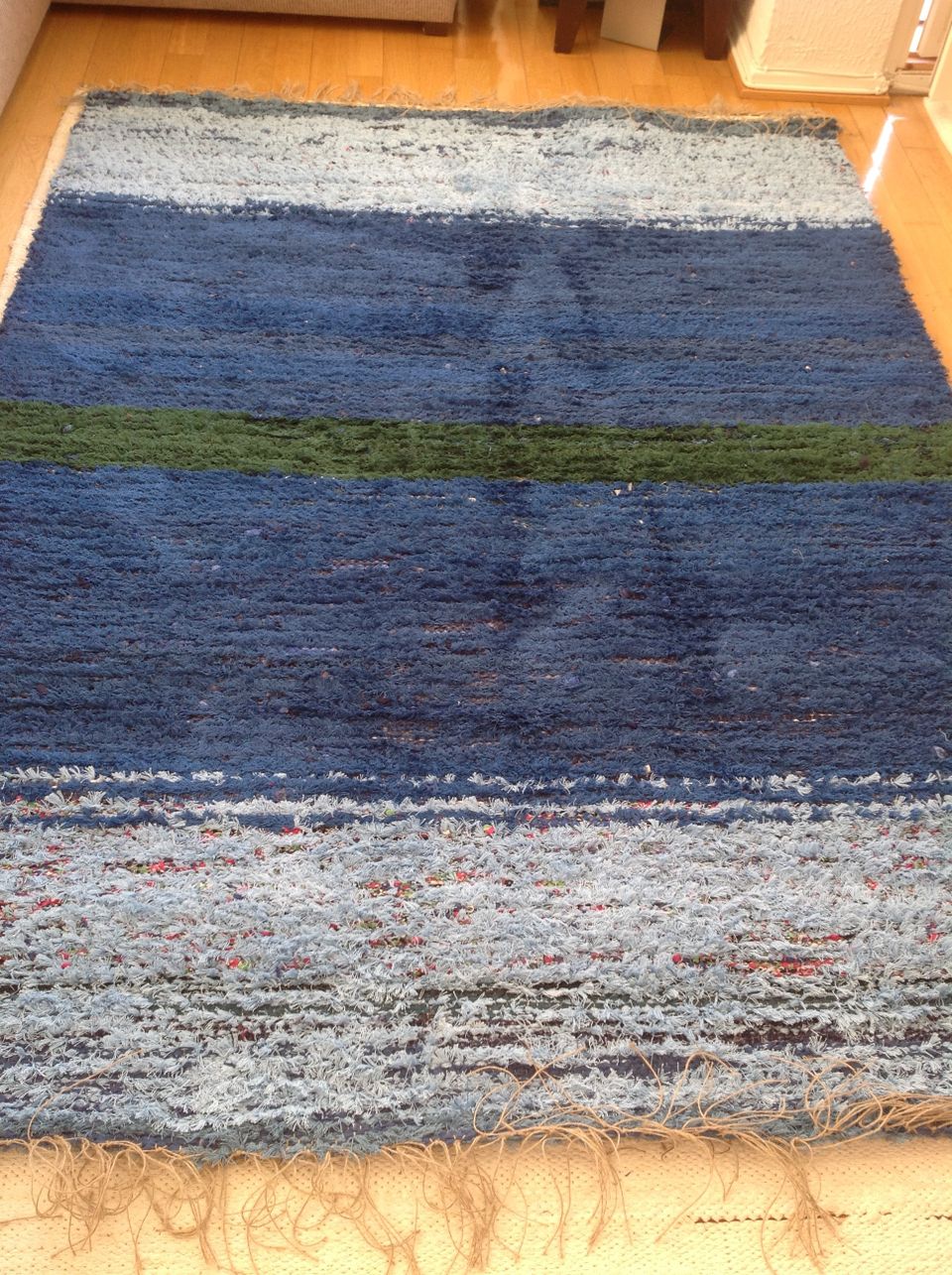 Sinisävyinen rahka/puuvillamatto ( 137 x 185 cm )