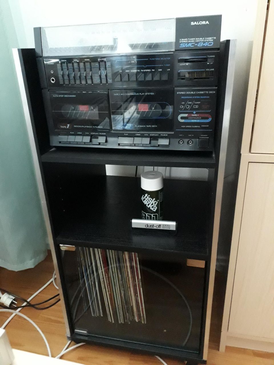 Retro Salora SMC-840 stereo + räkki + Lp-levyt