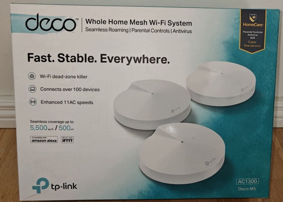 TP-LINK Deco M5 WiFi -Mesh-järjestelmä, 3-pack