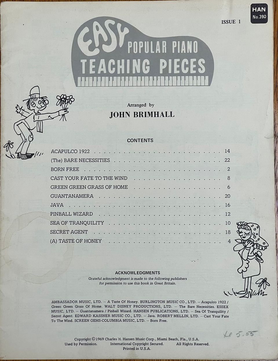 easy popular piano teacher pieces, issue one by John Brimhall