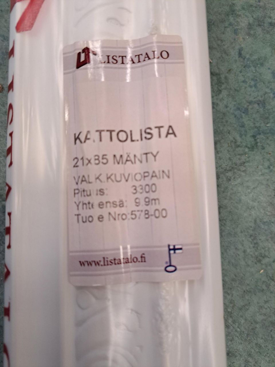 Listatalon kattolistat 21x85 kuviopainettu valkoinen