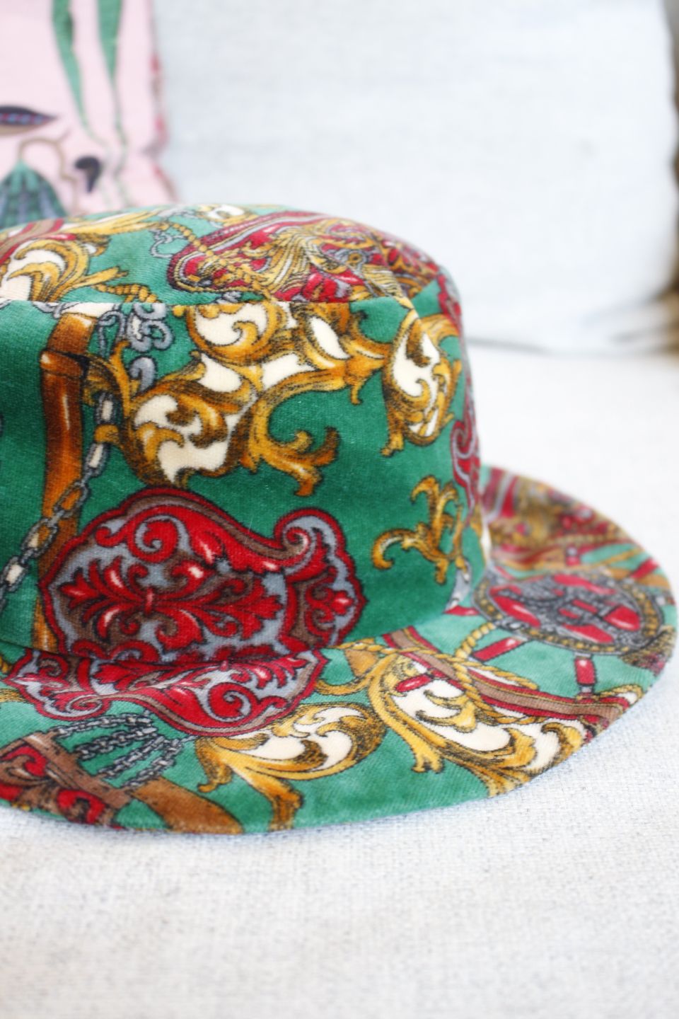 Vintage samettinen bucket hat 56cm