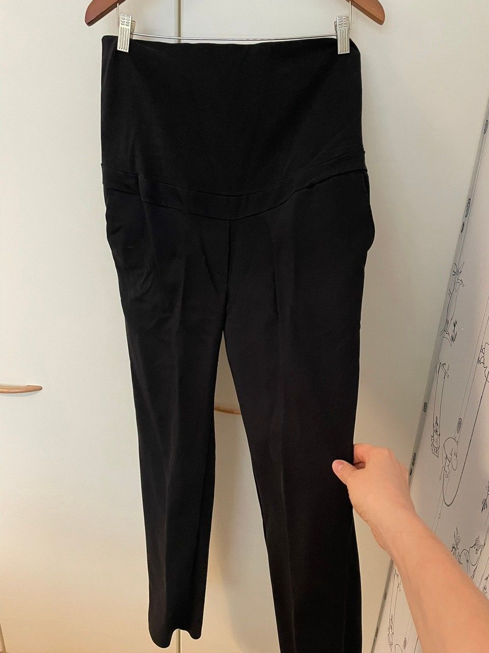 Mustat suorat housut raskausaikaan, koko 30
