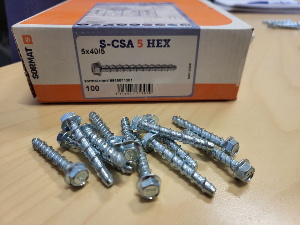 Betoniruuvi S-CSA HEX 5X40/5 ZN, 32 kpl
