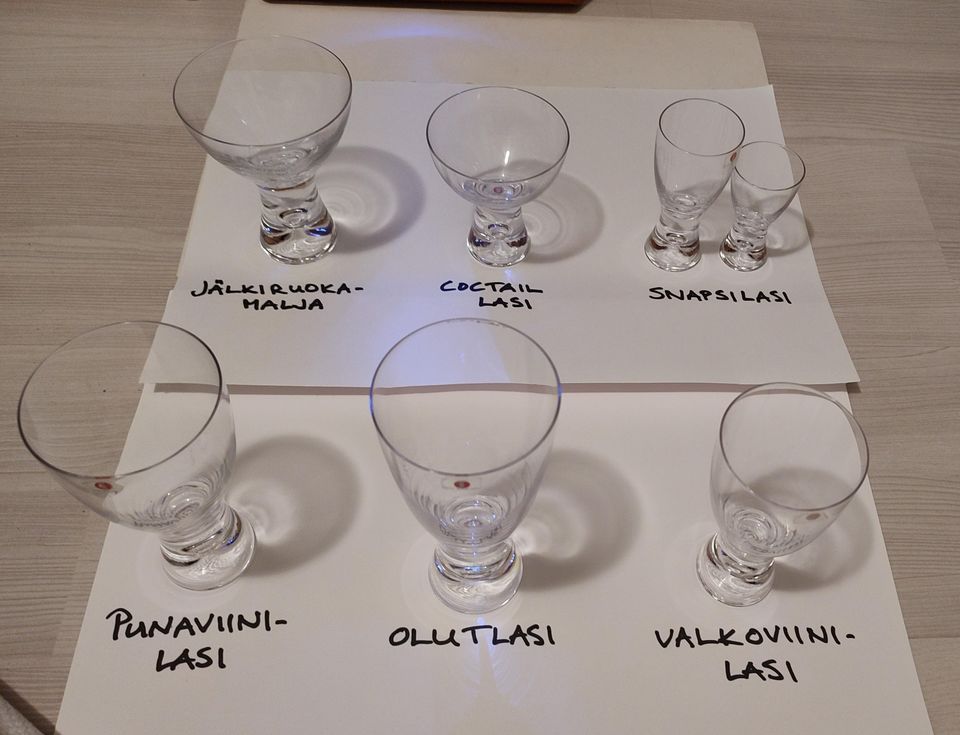 Tapio Wirkkalan Tapio lasit, 7 erilaista. Myynti erikseen tai yhdessä