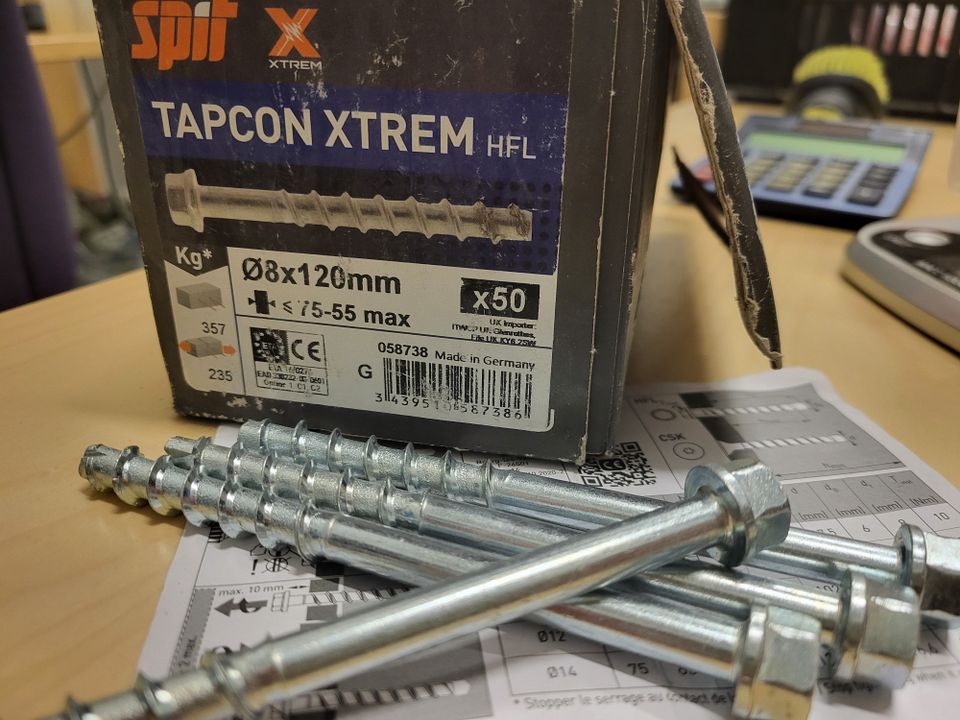 Betoniruuvi SPIT TAPCON XTREM HFL 8x120mm, 16 kpl