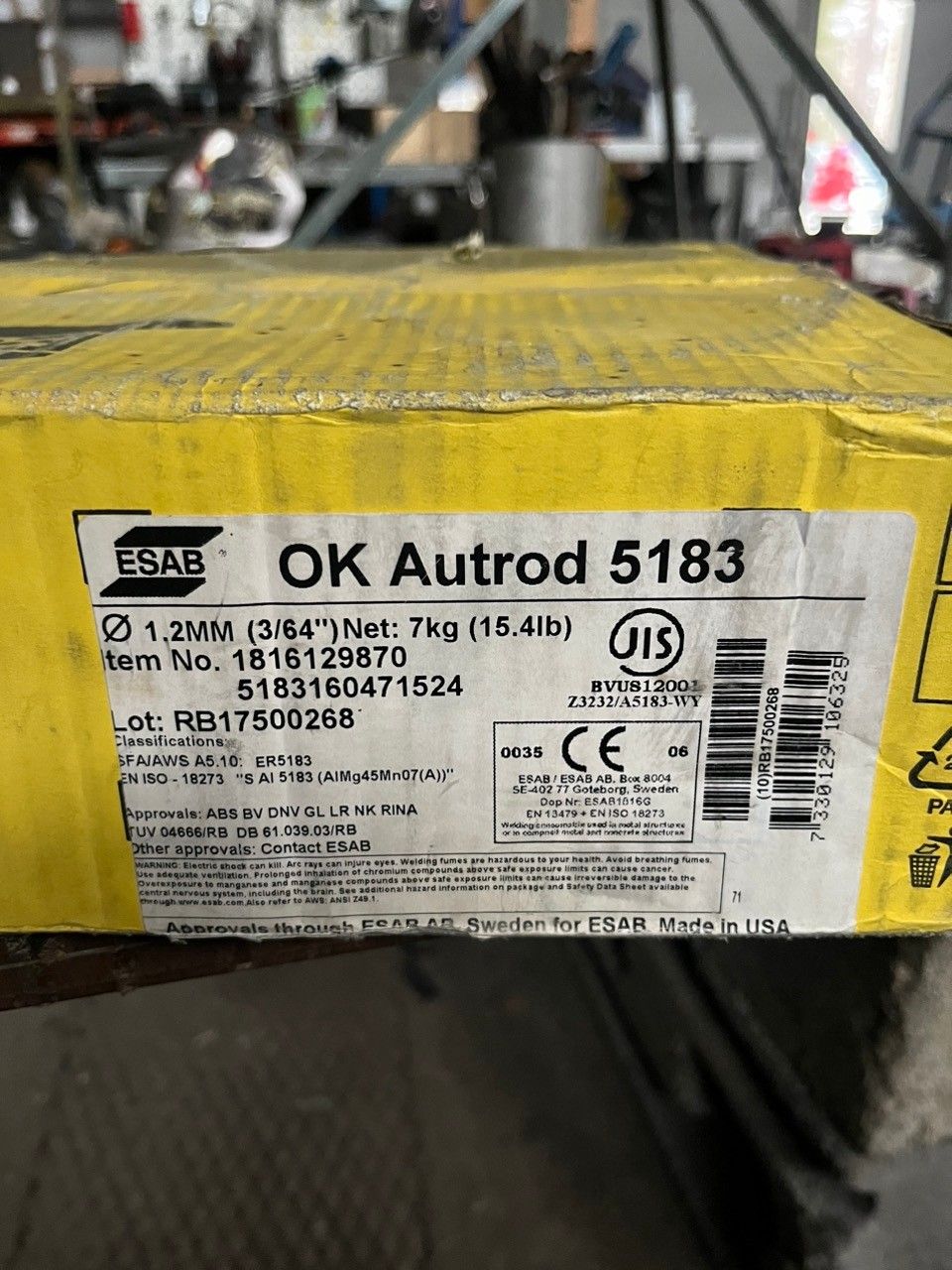 Esab OK Autrod 5183 – 1.2mm – 7kg Alumiini Mig-lanka