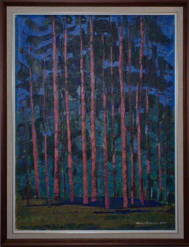 "Männyt", Armas Mykkänen 1963, öljyvärimaalaus, 69 x 90 cm