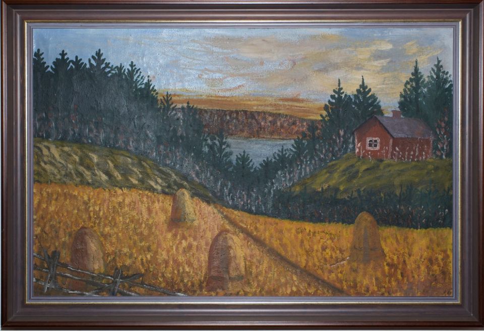 "Maalaismaisema", öljyvärimaalaus, 94 x 64 cm