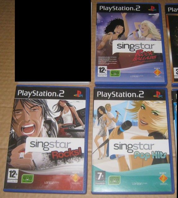 PS2 pelejä - 20 kpl (SingStar, Sims ym., USB Converter)