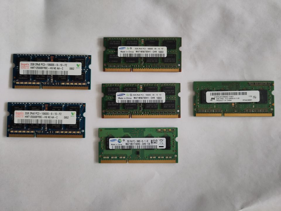 Kannettavan DDR3 So-dimm muistia, 2 GB kampoja, 6 kpl