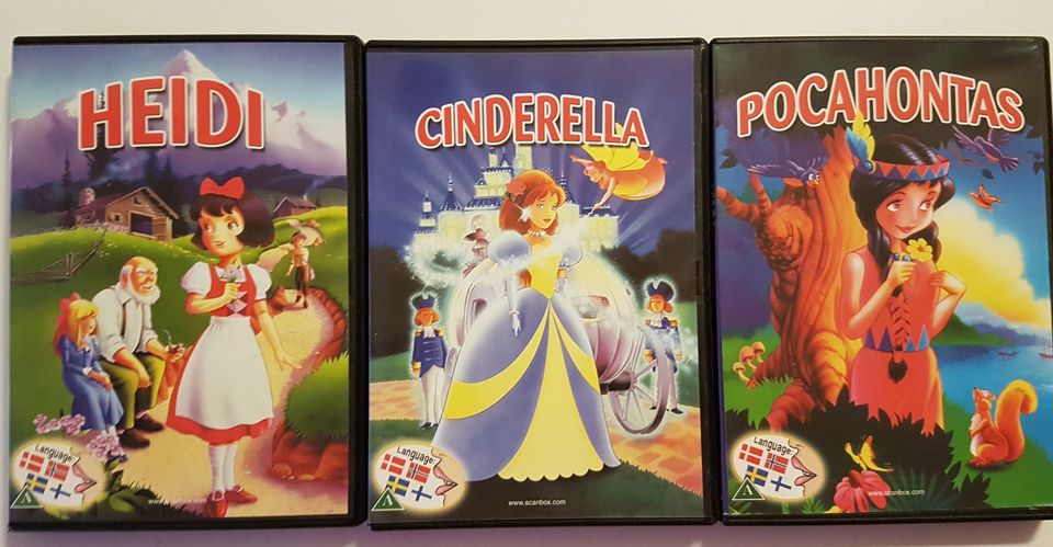 Heidi, Cinderella, ja Pocahontas piirretyt 90-luku