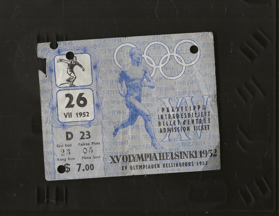 XV Olympia Helsinki 1952.  Pääsylippu