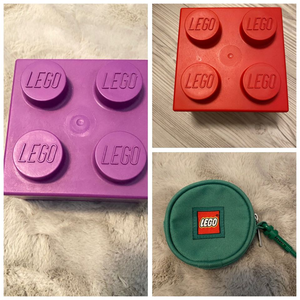 Lego- säilytysaskit ( 2 kpl) ja Lego - rahakukkaro