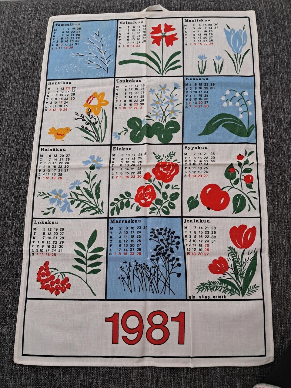 Vuoden 1981 kalenteripyyhe