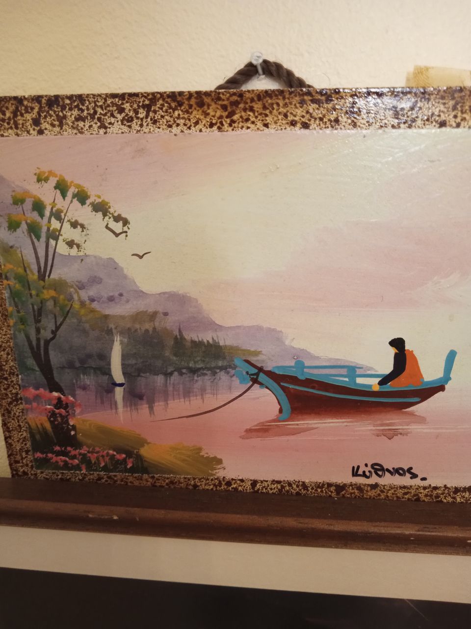 Kalastaja öljyväri maalaus