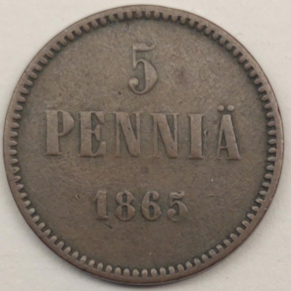 5 penniä 1865 alexander II