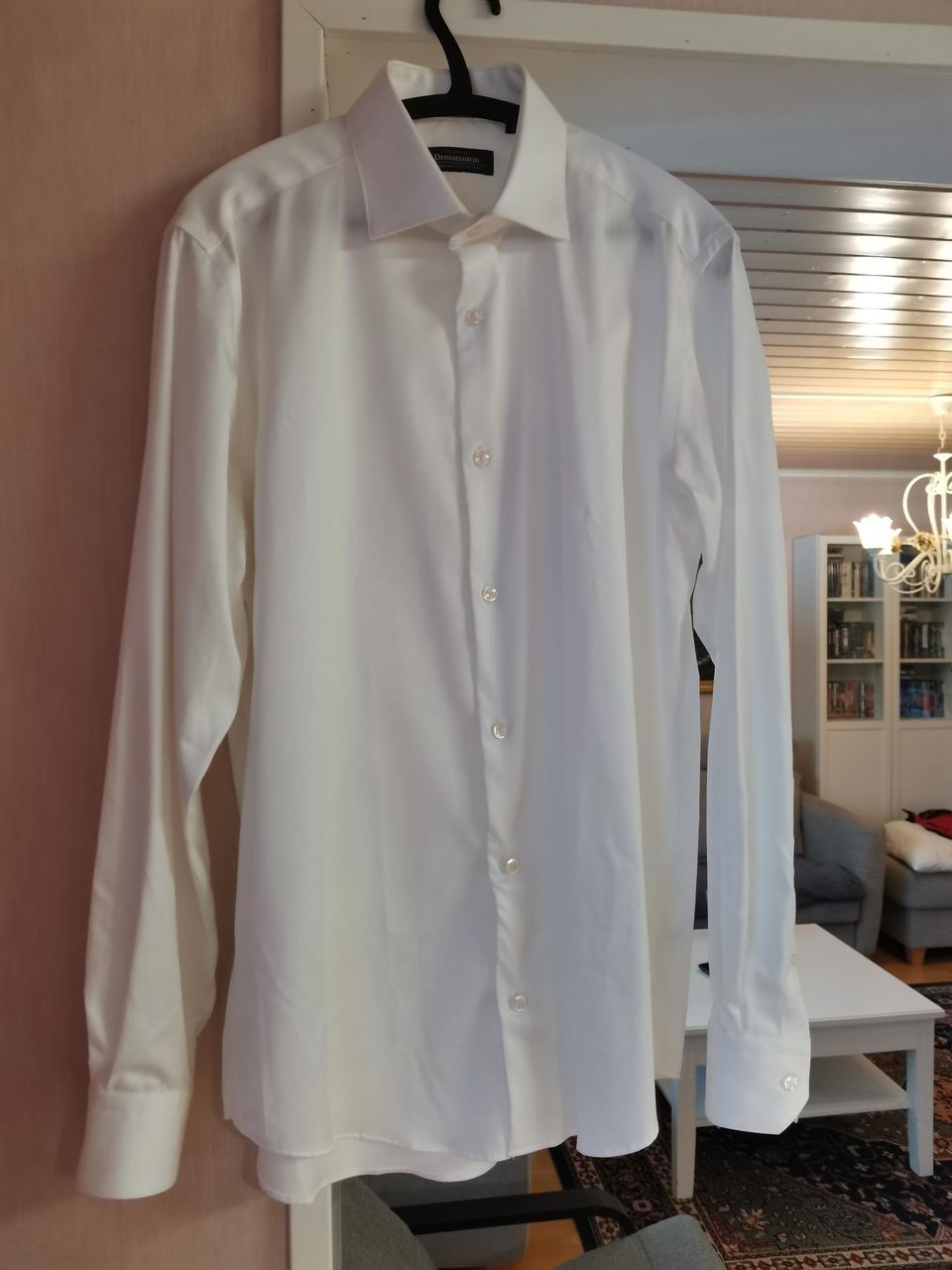 Dressmann Premium Cotton valkoinen kauluspaita koko M