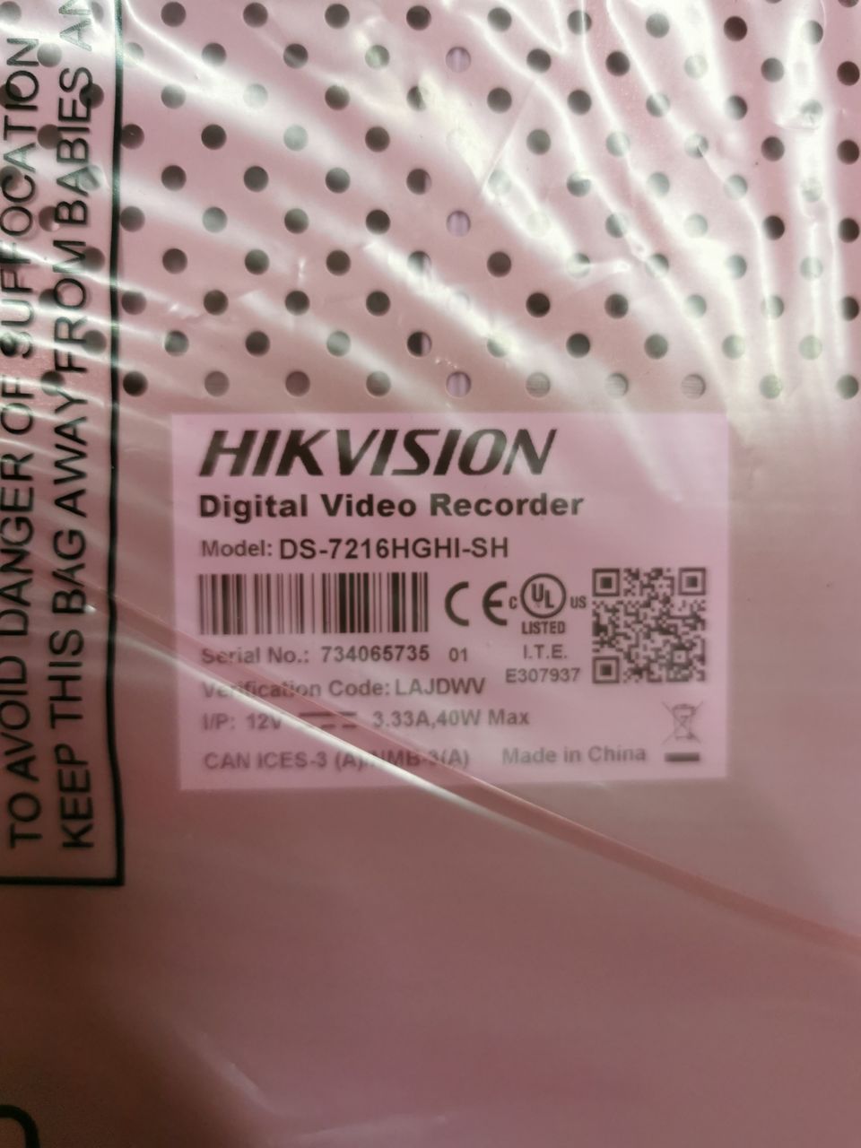 HikVision DS-7216HGHI-SH Turbo HD DVR tallennin