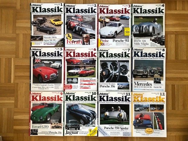 Motor Klassik lehti vuosikerta 1988, kaikki 12 numeroa