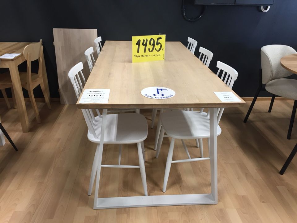 Swing ruokapöytä 190 x 90 cm + 6 tuolia