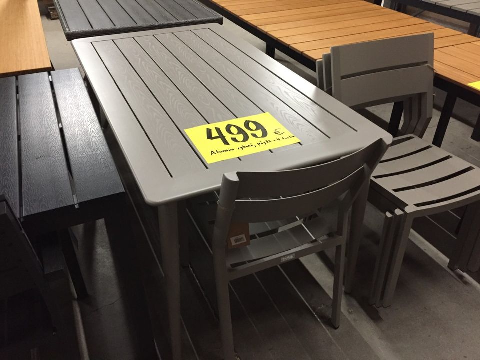 Alumiini ryhmä, pöytä + 4 tuolia