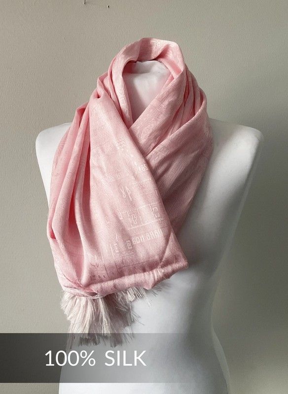 Puhdassilkki jacquard pinkki poskipunakuvioinen huivi Puhdas 100 % silkki jacqua