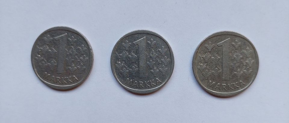 Suomi 1 markka 1972 kolikot 3 kpl
