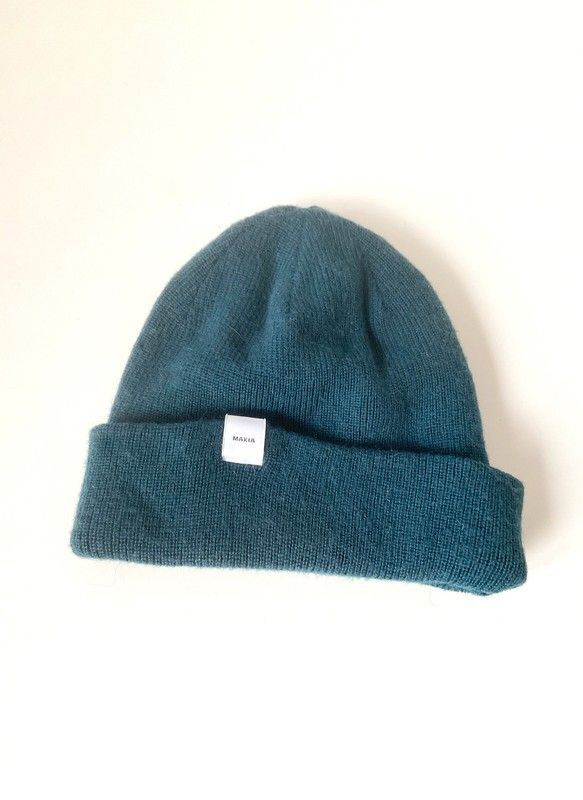 Makia hattu neulottu talvihattu turkoosinvihreä sininen 100 % villaa
