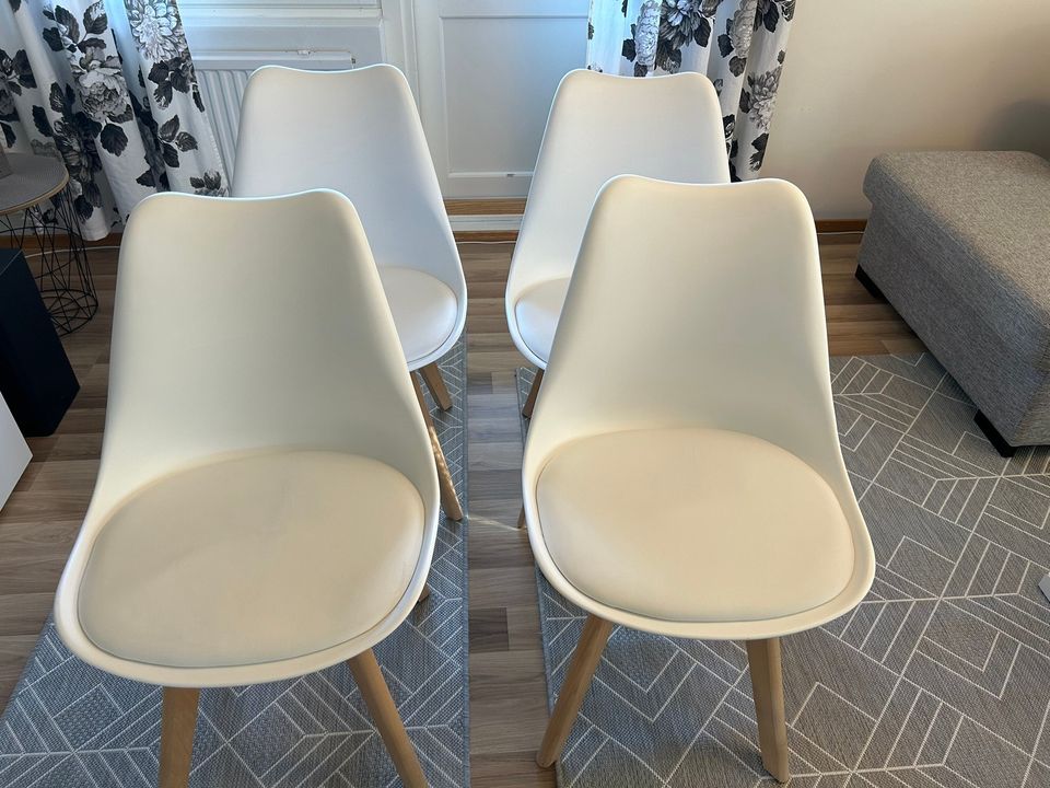 Base-tuoli valkoinen/tammi, 4kpl
