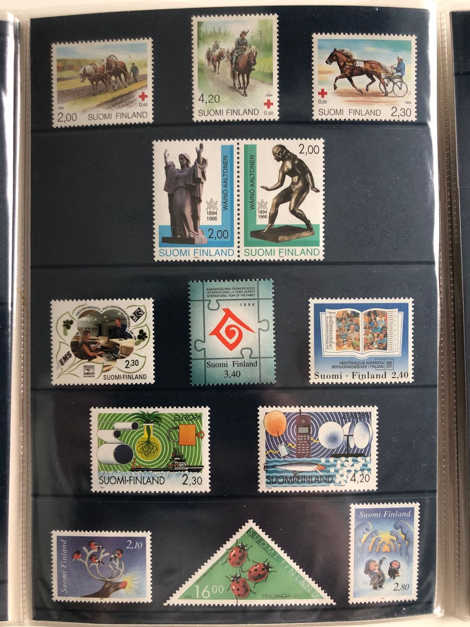 Suomal. postimerkkejä julkaisuarkeissaan ja teemakansioissa 1987-1998