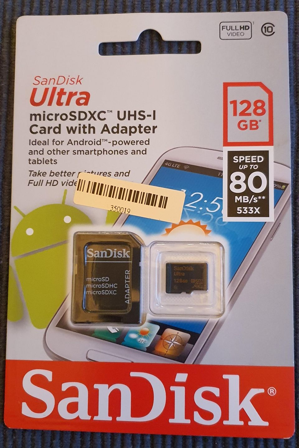 SanDisk Ultra 128GB microSDXC UHS-I kortti+adapteri