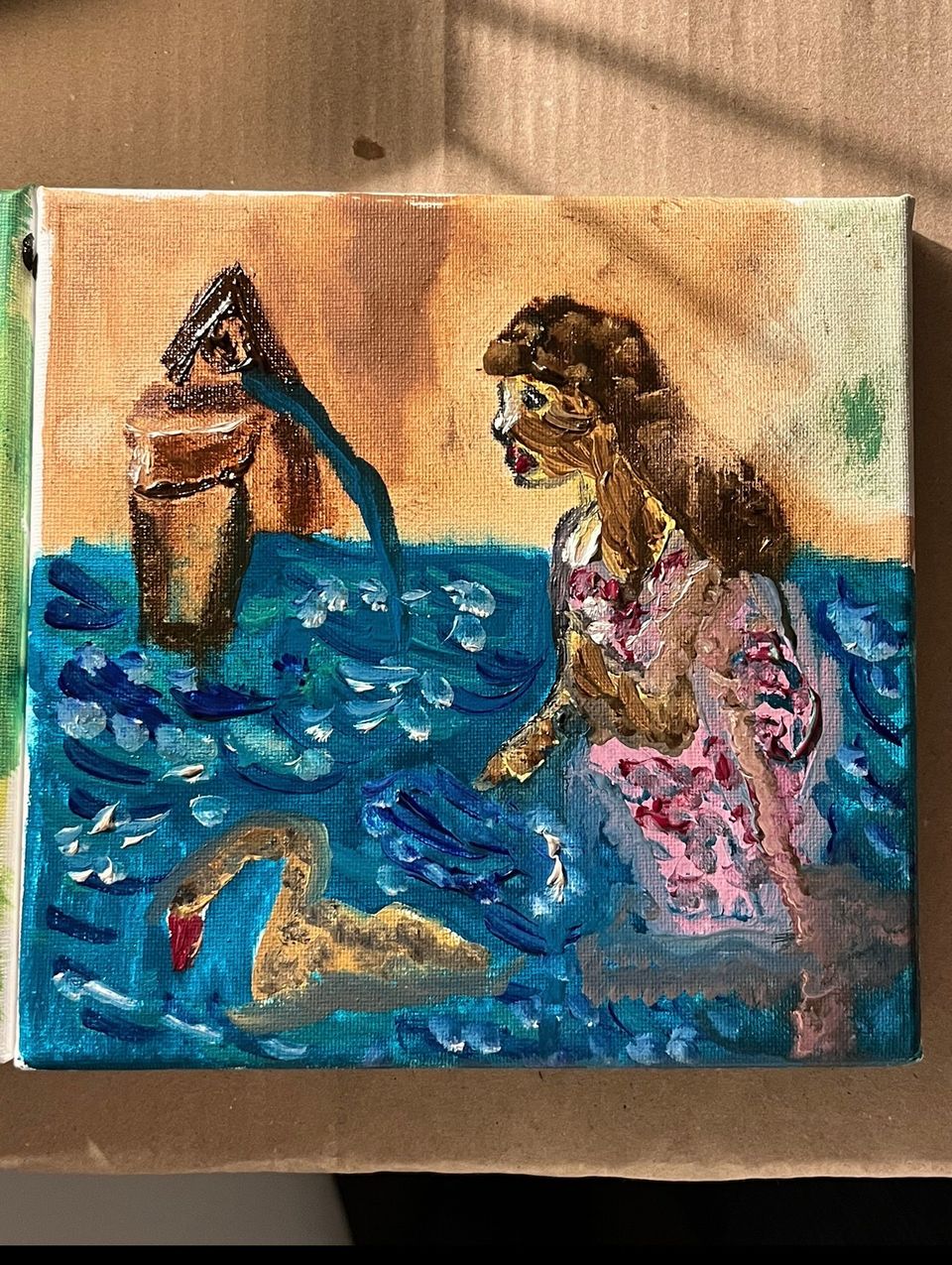 ”Tyttö ja joutsen” renesanssi öljymaalaus