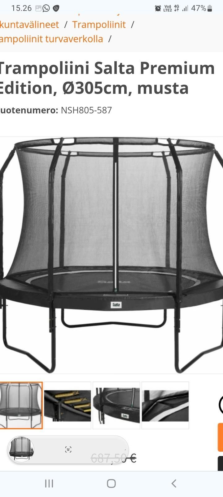 Salta premium black edition trampoliini 305